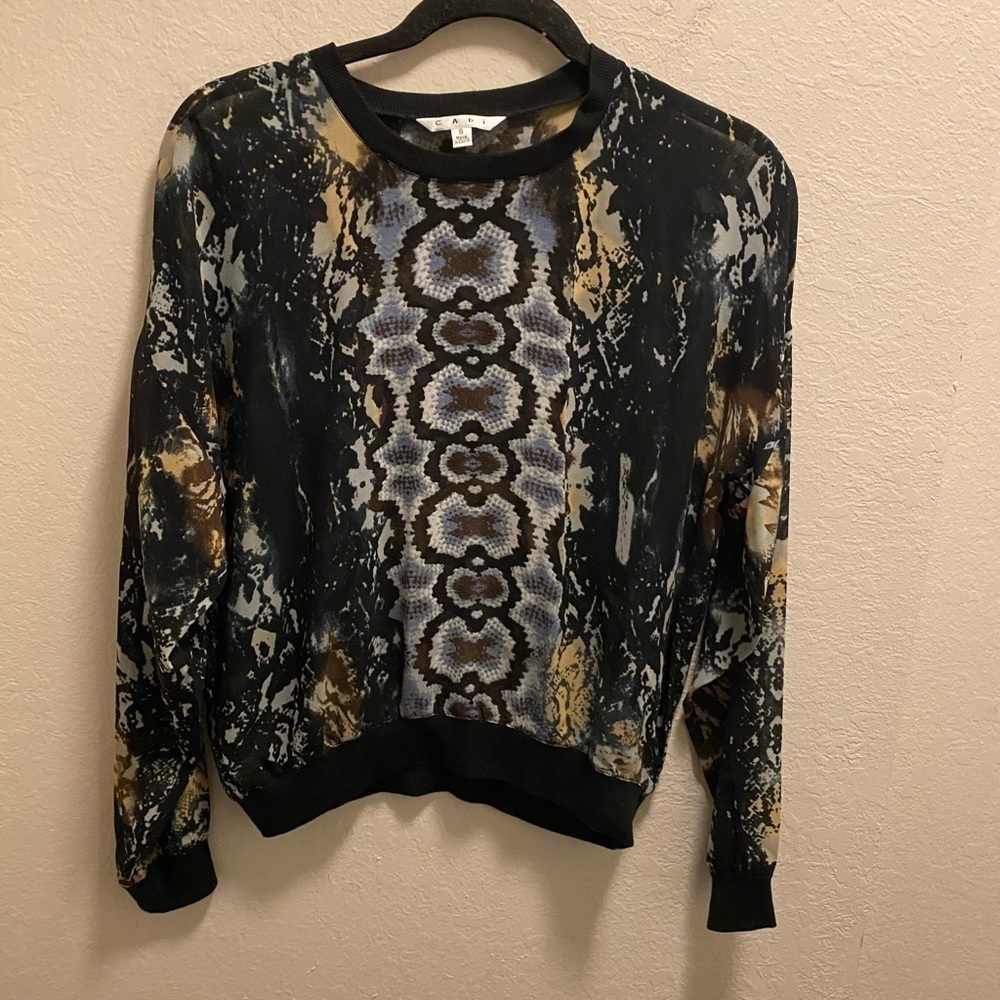 CAbi Python Print Chiffon Sweatshirt - Picture 3 of 7